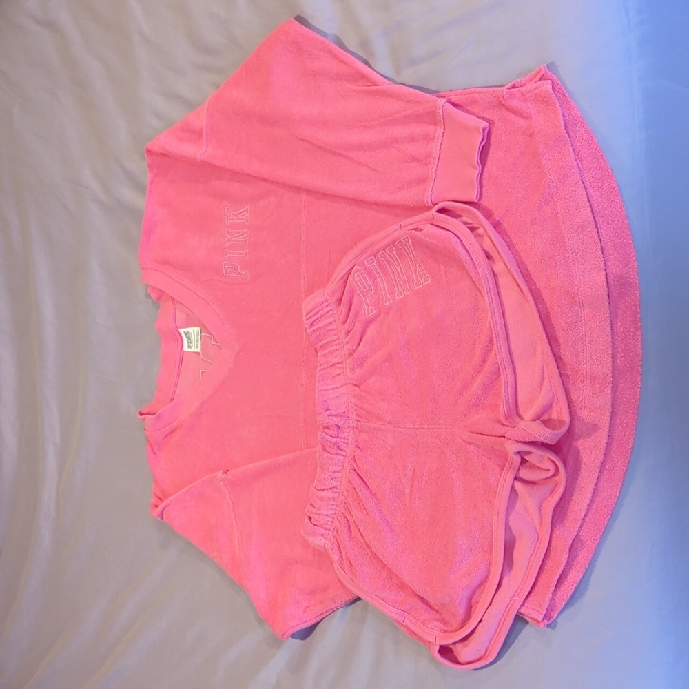 PINK XS reverse terry top & shorts